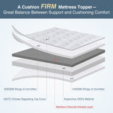 Leeden Mattress Pad Queen Size, Cooling and Breathable Stretches up 8-21" Deep Pocket, Bamboo Charcoal Infused, White