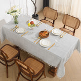 Leeden Cotton Linen Square Tablecloth - Wrinkle Resistant & Waterproof - Machine Washable Table Cloth with Tassels for Kitchen & Dining, 55''x55'', 4 Seats, Grey