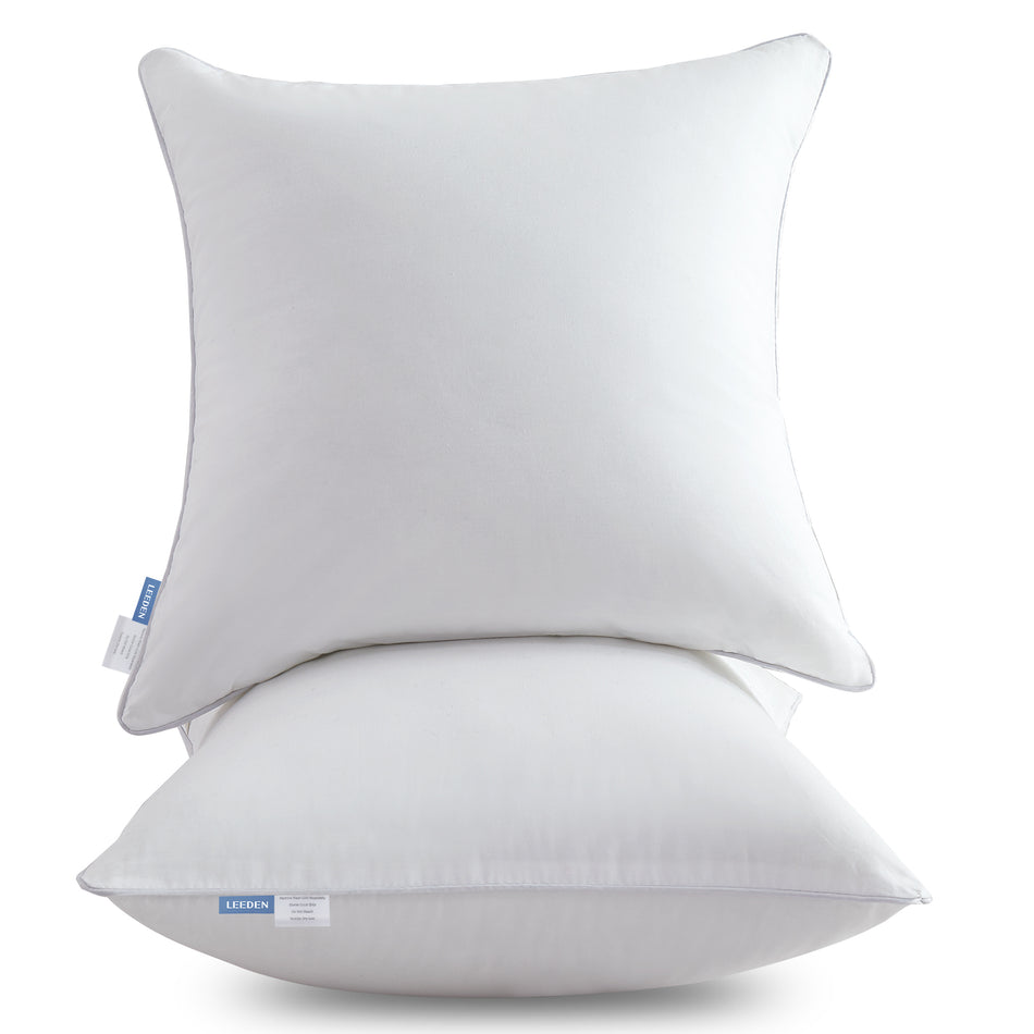 Leeden 18 x 18 Pillow Inserts (Set of 2) - Throw Pillow Inserts with 100% Cotton Cover - 18 Inch Square Decorative Pillows for Sofa, Couch, Bed and Home Decor