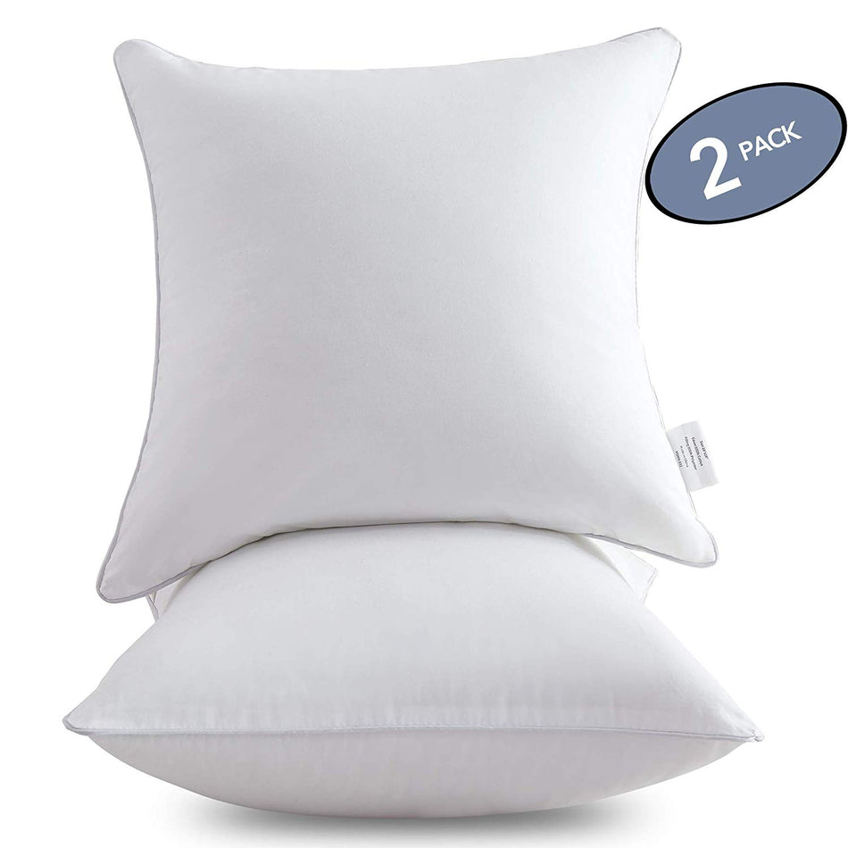 Leeden 18 x 18 Pillow Inserts (Set of 2) - Throw Pillow Inserts with 100% Cotton Cover - 18 Inch Square Decorative Pillows for Sofa, Couch, Bed and Home Decor
