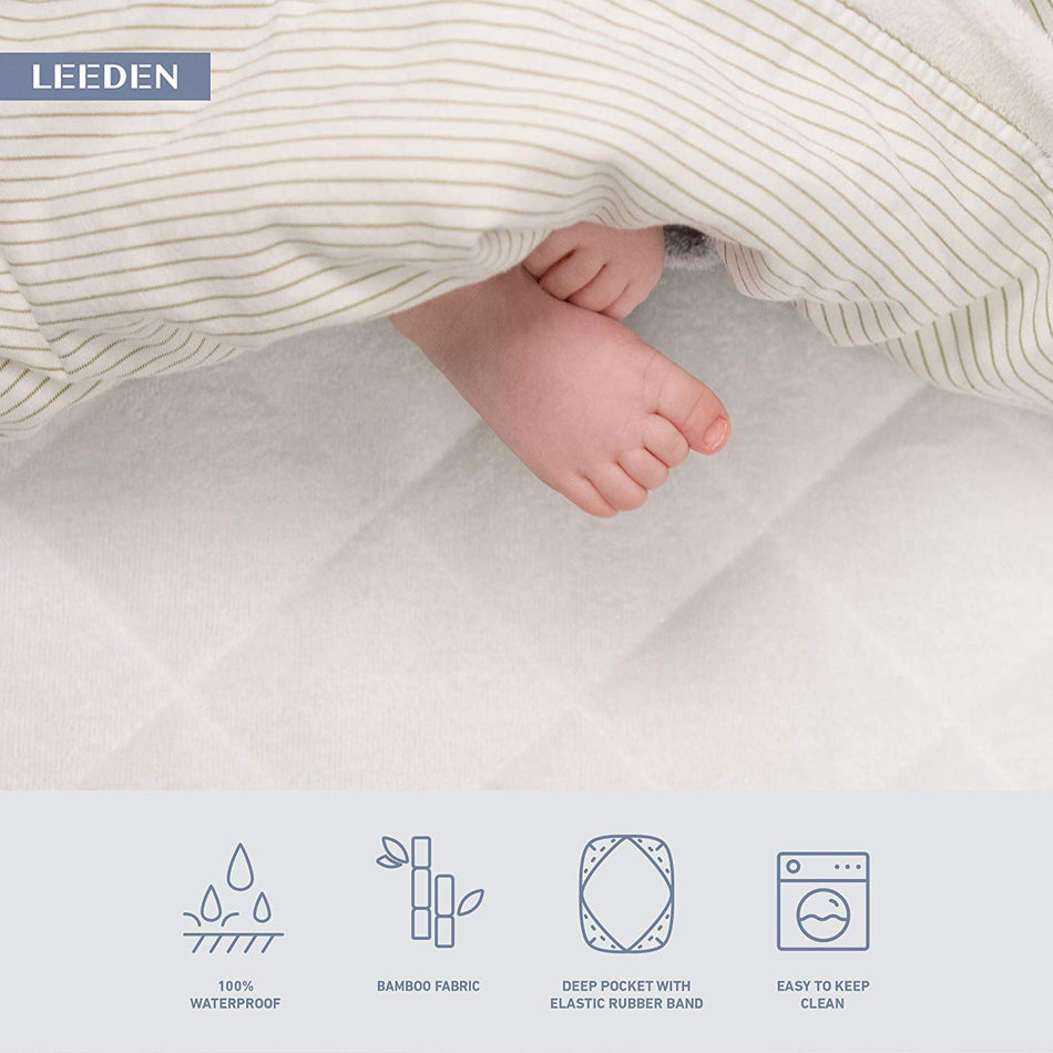 Bamboo Waterproof Crib Mattress Cover (Set of 2) with 9-inch Pocket